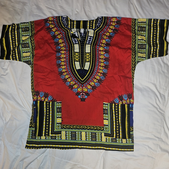 Vibrant Red Dashiki Shirt - Picture 1 of 3